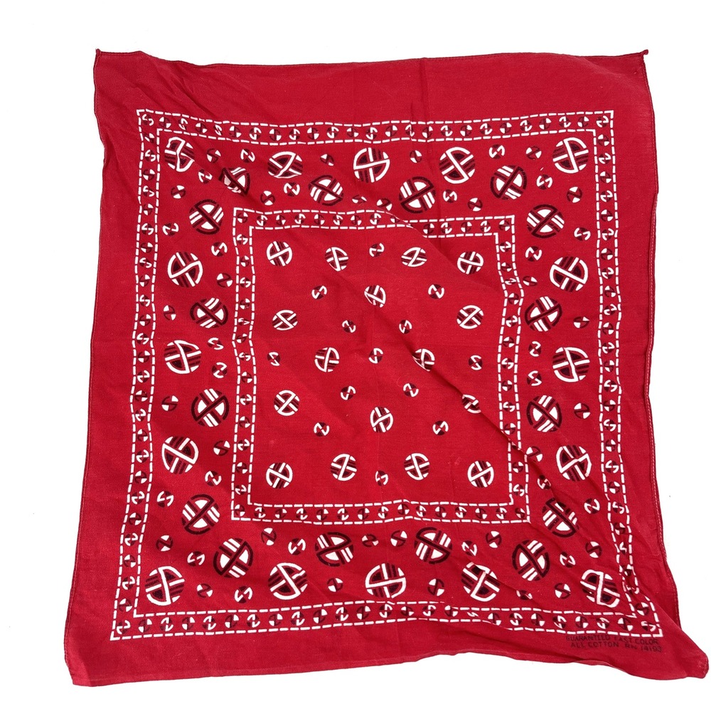 Vintage Red Bandana Fast Color Geometric Pattern RN 14193 *READ